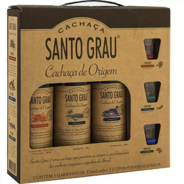 cachaça santo grau kit com 3